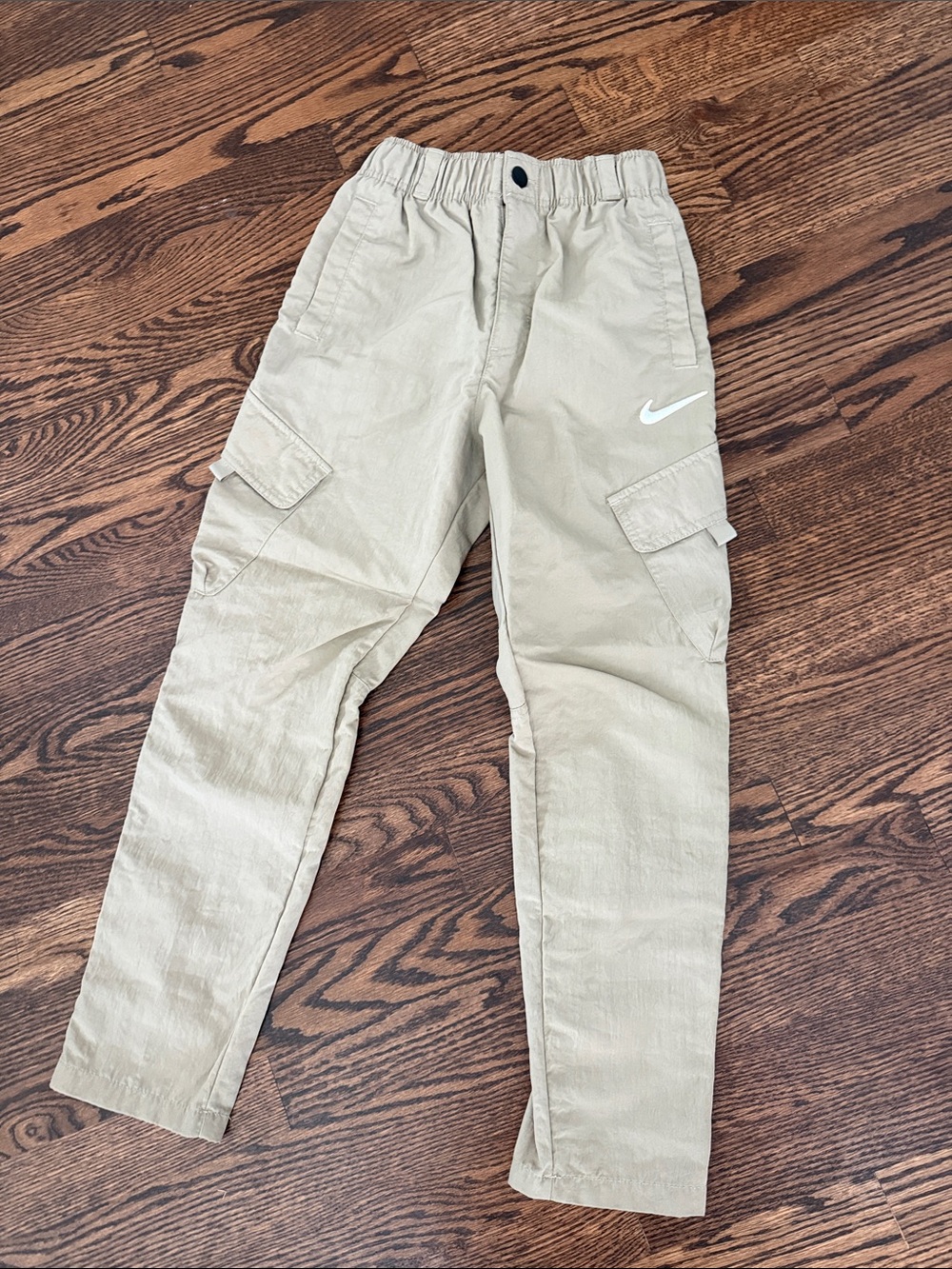 Nike Kids Khaki Cargo Pants with White Swoosh